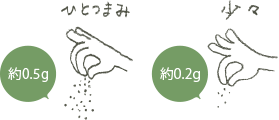 ひとつまみ約0.5g 少々約0.2g