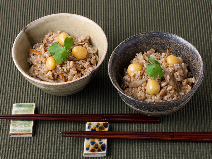 納豆と銀杏の炊き込みご飯